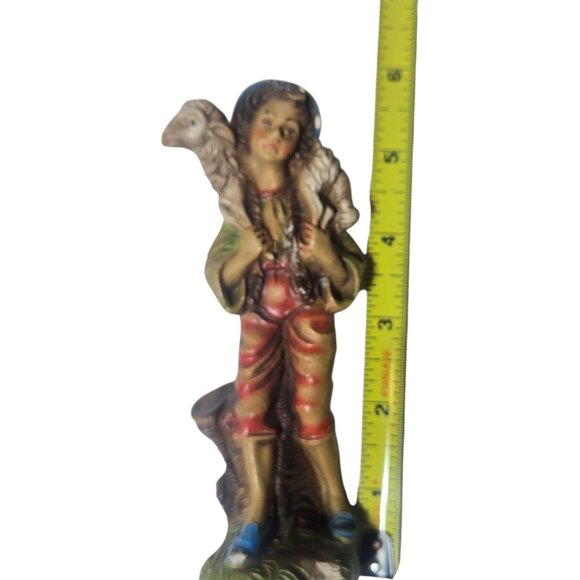 Vintage Shepherd Boy Carrying Lamb Religious Figurine Statue Nativity Piece - Picture 15 of 16